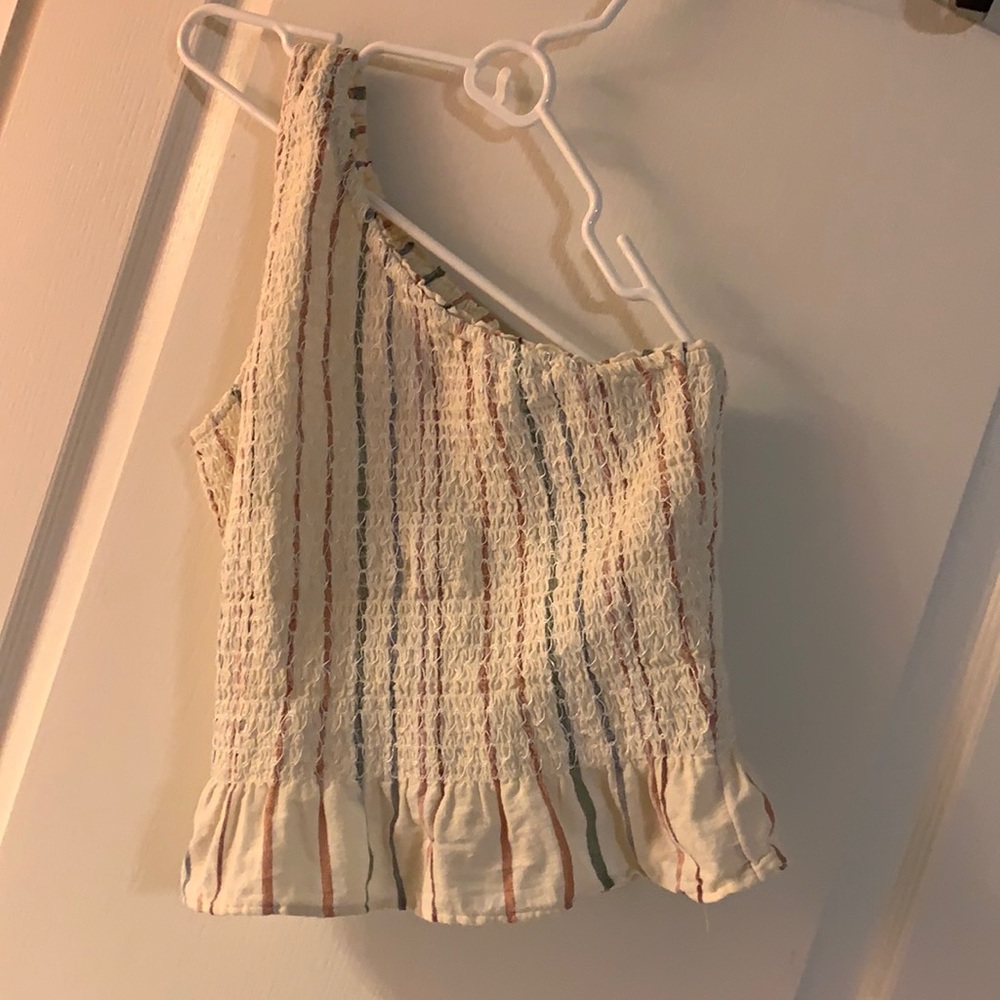 American Eagle Outfitters Cream One Shoulder Top